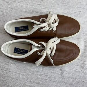Polo Ralph Lauren Faxon Low Brown Leather Sneakers Mens 8.5 D Preppy